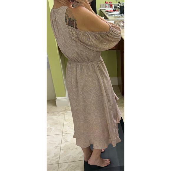 Current Air small brown purple cold shoulder Midi dress ruffle boho hippie - Picture 8 of 9